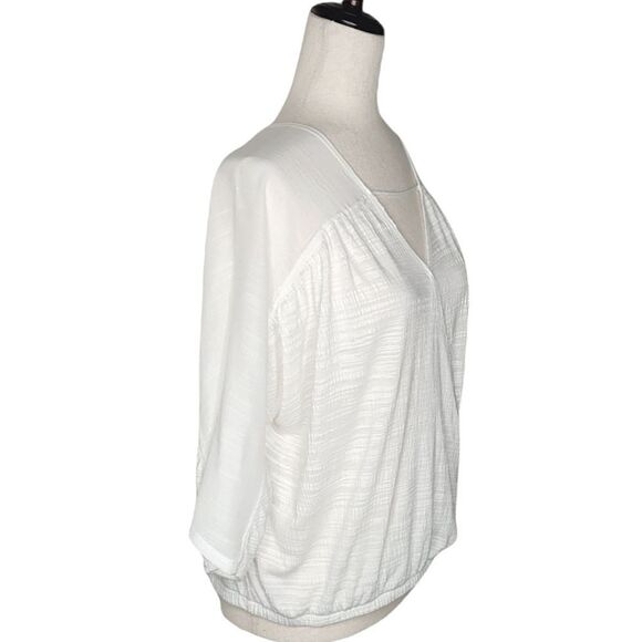 a.n.a. White Surplice 3/4 Sleeve Blouse - Picture 2 of 6